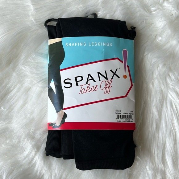 🆕 Spanx Takes Off Shaping Leggings Black Size Medium - Picture 1 of 4
